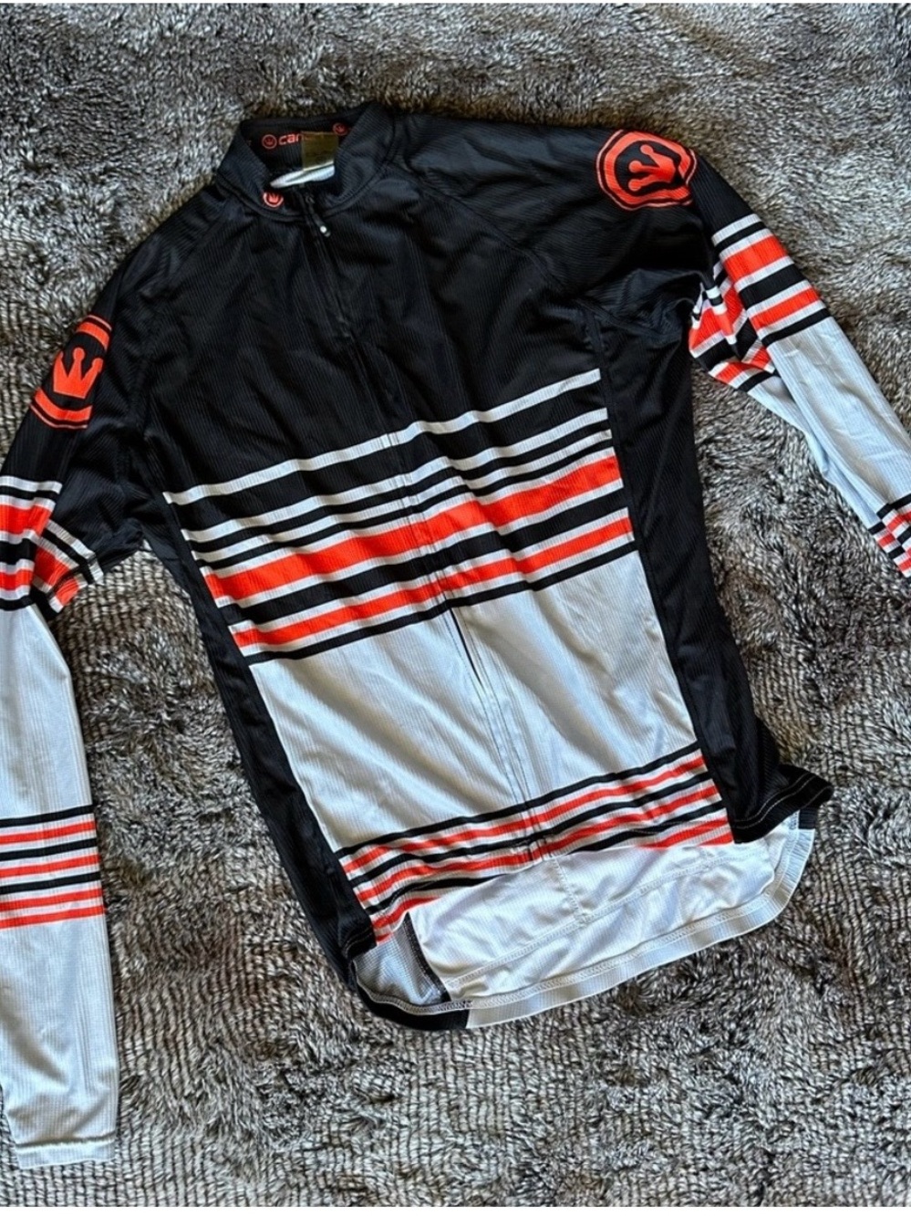 Canari Striped Cycling Jersey in Black, White & Red